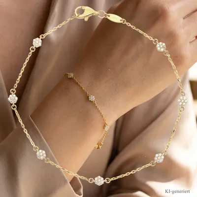 Produktbild von Verstellbares filigranes Armkettchen echt Gold 333 (8 kt) mit Zirkonia