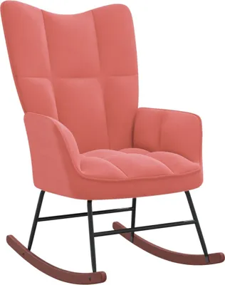 Image de The Living Store Fauteuil à bascule en velours rose
