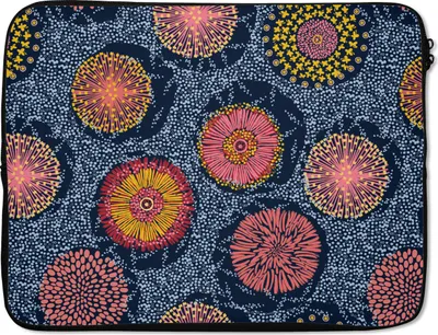 Produktbild von MuchoWow® Laptop Hülle 17 Zoll Laptoptasche Blumen - Muster - Vintage - Zipper - Schutzabdeckung