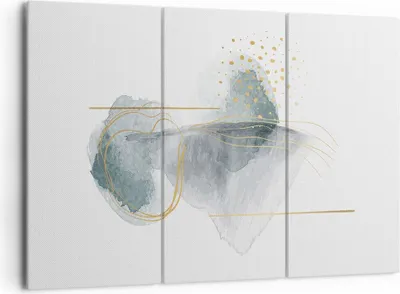 Produktbild von Bild auf Leinwand - Leinwandbild - 3 Teile - Aquarell Flecken Gold - 165x110cm - Wand Bild - Wanddeko - Wandbilder - Leinwanddruck - Bilder - Wanddekoration - Leinwand bilder - CE165x110-4830