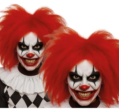 Produktbild von Feuerrote Clown Perücke Nackenlang Strubbelige Horrorclown Frisur One Size für Halloween Fasching Karneval