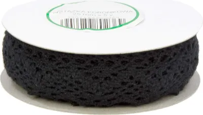 Zdjęcie produktu dla Koronka bawełniana czarna 25 mm x 4,55 m