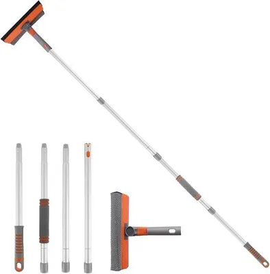 Imagen del producto de Cepillo limpiador telescópico con cerdas, desmontable, para limpiar cristales y ventanas, con ajuste de longitud