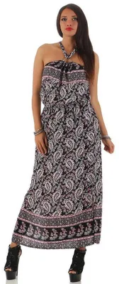 Produktbild von Damen Maxi Neckholder Kleid Sommerkleid; Schwarz S/M