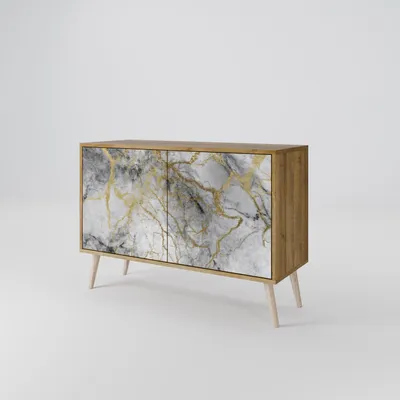 Produktbild von Spacerebels Kommode mit 2 Türen - Sideboard Komodenschrank - Highboard - Kleiderschrank Möbel - Wohnzimmer Schlafzimmer - 57,5×111×42 (HxBxT)