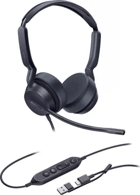 Image de Yealink Casque double équipe avec port USB-C/A, filaire, appels/musique, 20 - 20000 Hz, 160 g, casque, noir