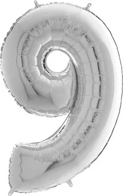 Produktbild von Folienballon Zahl 9, Silber, 66 cm Grabo
