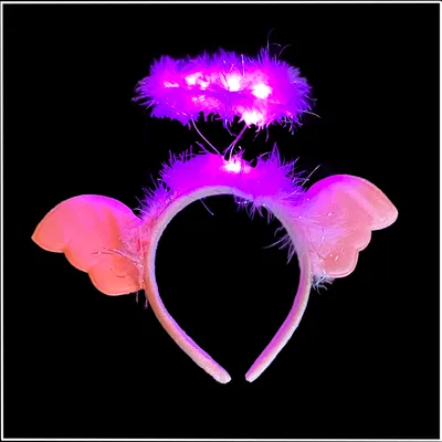 Produktbild von LED Plüsch Haarreif Engel blinkend Leuchtend in 2 Varianten Party Angel Junggesellinnen Abschied Hochzeit Karneval Fasching (rosa / pink)