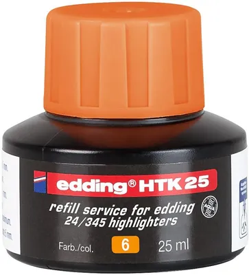Produktbild von Nachfülltinte edding HTK 25 für edding Highlighter 25ml orange Packung mit 10 Stück