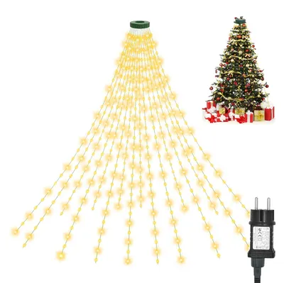Weihnachtsbaum-Lichtkette mit Ring, 2,5 m, 400 LEDs, 8 Modi, warmweiß