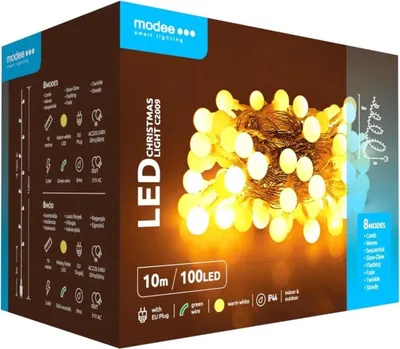 Zdjęcie produktu dla Girlanda świetlna 10 metrów ze 100 ciepłobiałymi diodami LED - 8 ustawień - IP44