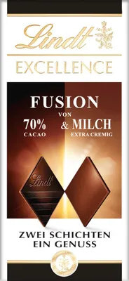 Zdjęcie produktu dla Czekolada Lindt Excellence Fusion z ciemnej na mleczną 100g