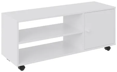 Produktbild von TV-Rollwagen MAJA, Modern, Melamin, Weiß, 100 cm breit, 42 cm hoch, mit 1 Drehtür