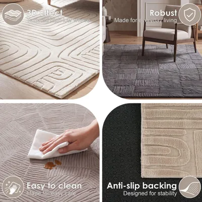 Produktbild von Paco Home Teppich Wohnzimmer Kurzflor Boho Skandi Design Geometrisches Muster Einfarbig 120x160 cm