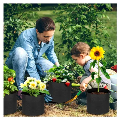 Produktbild von Pflanzsäcke, 5 Stück 20L Pflanze Grow Töpfe, Atmungsaktive Vliesstofftöpfe mit Griffen für Kartoffeln, Tomaten und Erdbeeren