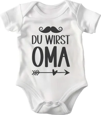 Produktbild von 22Feels Baumwolle Unisex Babybody Du Wirst Oma Kurzarm Weiss Strampler Babyparty Geschenk Babshower Schlupfkragen Weicher Einteiler für Neugeborene Babys (3-6M)