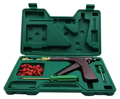 Productafbeelding van Reparatieset voor banden - Reparatiepistolet voor banden zonder binnenband - Geschikt voor auto en motorfiets - Met opbergbox