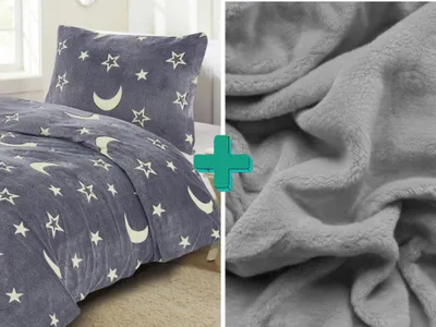 Produktbild von Leuchtende Mikrofaser-Bettwäsche BIG MOON graues Mikrofaser-Bettlaken 90x200