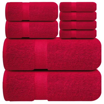 Produktbild von Infinitee Xclusives Premium-Badetuchset, 8-teilig (2 Badetücher, 2 Handtücher, 4 Waschlappen), super saugfähig und weich aus 100% ringgesponnener Baumwolle |Bourgondië|