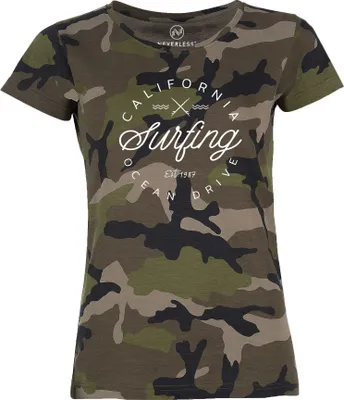 Produktbild von Damen Camo-Shirt California Surfing Ocean Drive Summer Camouflage T-Shirt Tarnmuster Neverless® schwarz XXL