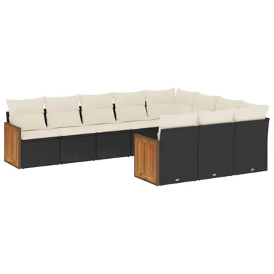 Produktbild von 10-tlg. Garten-Sofagarnitur mit Kissen Schwarz Poly Rattan