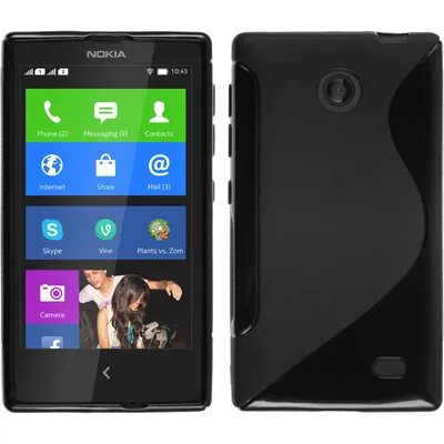 Produktbild von PhoneNatic Case kompatibel mit  Nokia X / X+ - schwarz Silikon Hülle S-Style + 2 Schutzfolien