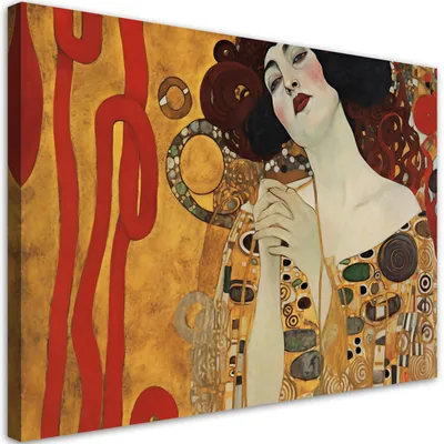 Produktbild von Leinwandbild Schöne Frau - G. Klimt 60x40 Feeby Gold bild für die wand bereit zum aufhängen