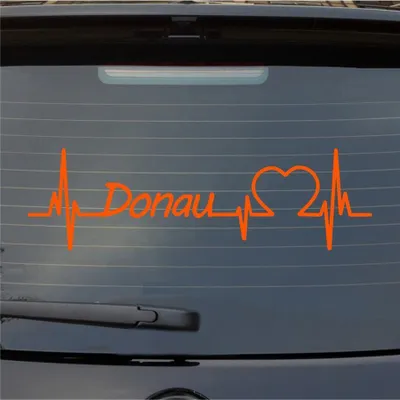 Produktbild von Heckscheibenaufkleber Donau Herzschlag Puls Fluss Wasser Liebe 55x16 cm Orange Auto Aufkleber Sticker