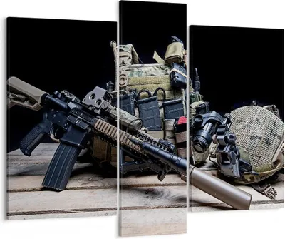 Produktbild von Bild auf Leinwand - Leinwandbild - Militaria Gewehr - 95x80cm - Wand Bild - Wanddeko - Wandbilder - Leinwanddruck - Bilder - Kunstdruck - Wanddekoration - Leinwand bilder - Wandkunst - CB95x80-3889