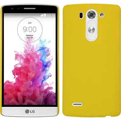 Produktbild von PhoneNatic Case kompatibel mit LG G3 S - Hülle gelb gummiert Hard-case + 2 Schutzfolien