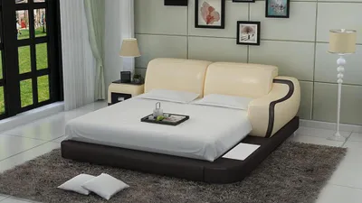 Produktbild von Design Bett XXL Big Betten Hotel Polster 200x200 Multifunktion Regal USB Leder
