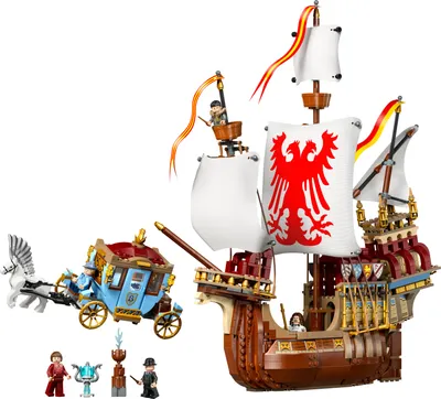 Produktbild von LEGO Harry Potter Trimagisches Turnier: Die Ankunft, magisches Abenteuer-Spielzeug mit Beauxbatons-Kutsche und Durmstrang-Schiff, Geschenk für Jungen, Mädchen und Fans 76440