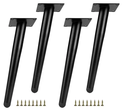 Möbelfüße, 4 Stück, konisch, schwarz, 35 cm, Metall