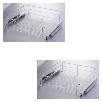 Obrázek produktu pro Novaliv sada 2 teleskopických zásuvek Kuchyňská zásuvka ocelová 49x44x14cm Řešení pro větší pohodlí a organizaci - teleskopické výsuvné zásuvky pro dovybavení kuchyňské zásuvky