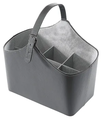 Obrázok produktu pre Kobolo kôš na fľaše kôš na noviny kôš na krb - Imitácia kože - sivý - 38x22x21/40 cm - kôš do auta kôš na rukoväť kôš na pivo taška na fľaše taška na nápoje