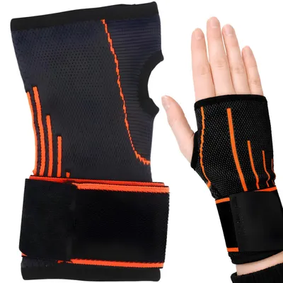 Obrázok produktu pre Kompresná bandáž zápästia YD-40900 - Sivá/Oranžová pre šport a rehabilitáciu KP40900