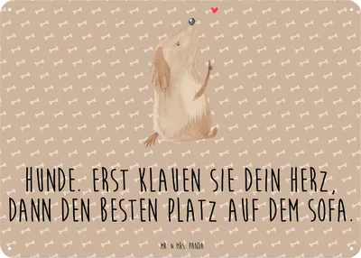 Produktbild von Mr. & Mrs. Panda tafel Hund Liebe DIN A3 - Hundeglück - Geschenk, Blechschild, Türschild, Schild, Herz, Wandbild, Sprüche, Hunde, Blechtafel, Süß