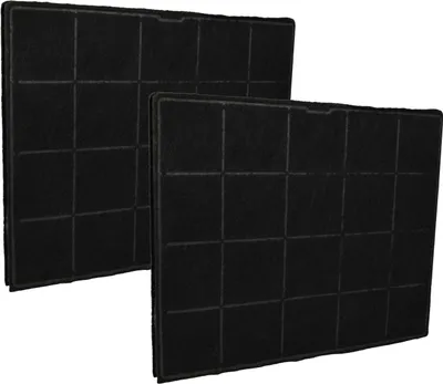 Two black carbon filters are shown against a white background.