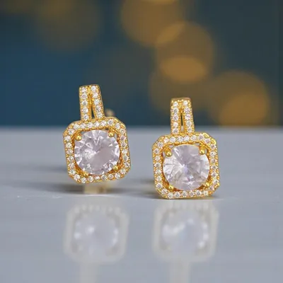 Zdjęcie produktu dla Kolczyki z cyrkoniami eleganckie glamour pozłacane