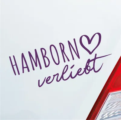 Produktbild von Auto Aufkleber Hamborn verliebt Herz Stadt Heimat Liebe Car 19x8 cm Lila Sticker Heckscheibenaufkleber