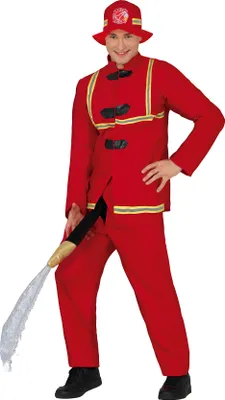 Produktbild von Feuerwehrmann Feier Ensemble Kostüm Rot Schlauch Feier Feierliche Kleidung Junggesellenabschied Humor Spaß Veranstaltung Kreativ Party, Größe: 52 - 54 (L) Farbe: Rot