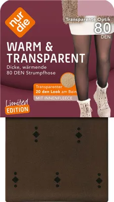 Produktbild von NUR DIE Damen Feinstrumpfhose Warm & Transparent Innenplüsch Prints 2-Pack diamonds - Größe 38-40