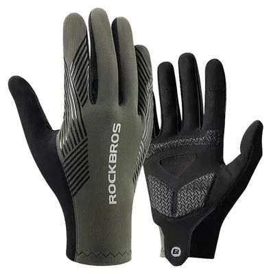 Produktbild von Rockbros Fahrradhandschuhe L Grün-Schwarz Stoßdämpfend Komfortabel