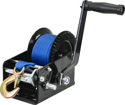 Produktbild von Gurtwinde 1360 kg Gurtlänge 10 m Gurtbreite 5 cm mit Lasthaken Sperrhebel Handkurbel ergonomisch