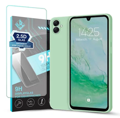 Produktbild von Hülle für Samsung Galaxy A05 mit 9H Displayglas Displayschutz Case Cover Bumper Smartphone Softgrip Schutzhülle Farbe: Türkis