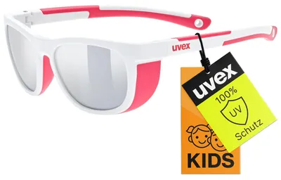 Produktbild von Uvex Kinder Sonnenbrille Sportstyle 513 – 100% UV Schutz – Weiß/Pink (5-8 Jahre)