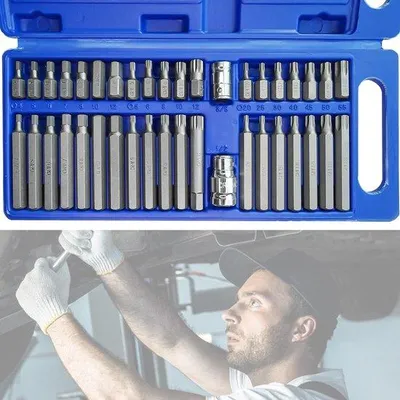 Image de Jeu d'outils de 40 pièces, embouts Torx, 1/2 pouce, 3/8 pouce, kit de réparation automobile