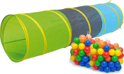 Produktbild von Spieltunnel 200 Bälle Kriechtunnel 180x46cm Krabbeltunnel Kinder Zelt Tunnel