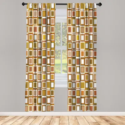 Produktbild von ABAKUHAUS Geometrisch Vorhänge 2 Panel Set für Wohnzimmer Schlafzimmer Dekor, Quadratisches Muster mit vielen erdigen Tönen geometrische Illustration Mosaic Style Design, 150 cm x 175 cm, Mehrfarbig