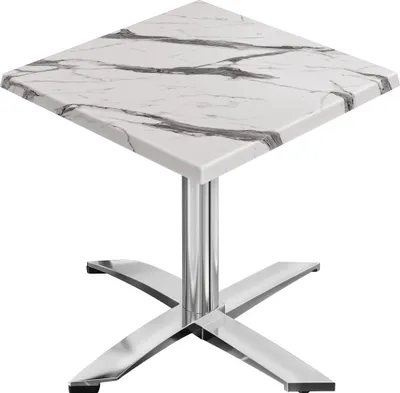 Produktbild von WTG | Bistro Außen Tisch | B: T: H: 70 x 70 x 75,5 cm | Weiß Marmor / Aluminium | Quadratisch | Klappbar + Zusatzgewicht | Bistro Tisch Gastro Tisch